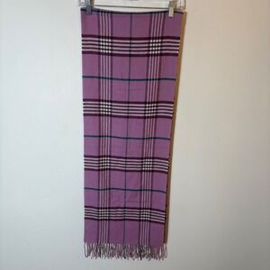 Lord & Taylor Plaid Acrylic Scarf Lavender Purple Soft Made in Germany